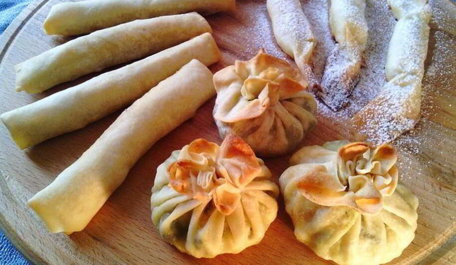 Рецепт хрустяшек из теста брик мешочки, конфеты, сигары