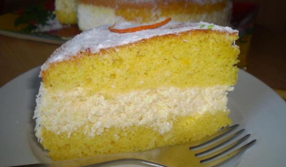 Рецепт легкого бисквита с апельсиново-творожным кремом