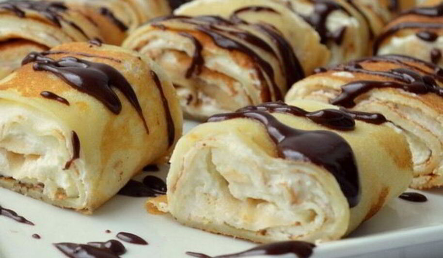Рецепт рулетиков из блинов с творожным кремом