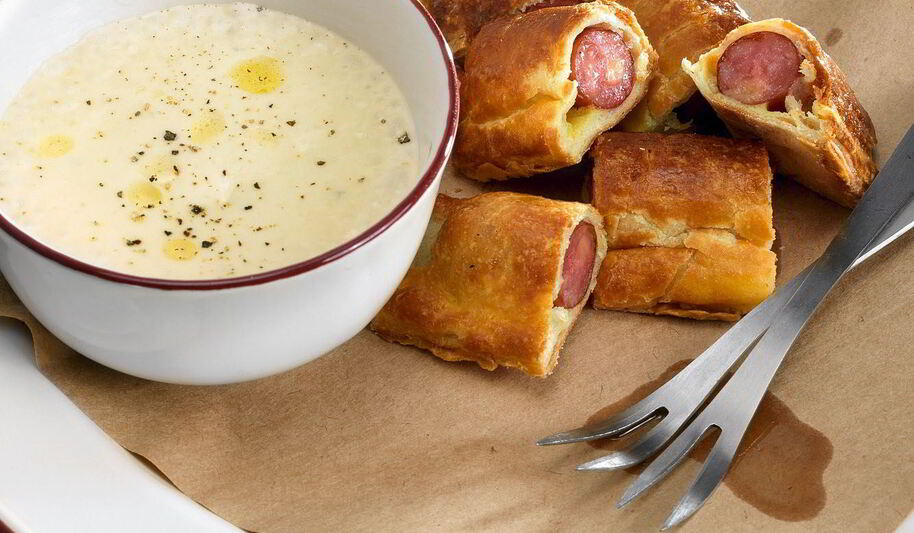 Рецепт сосисок в тесте с картофельным кремом