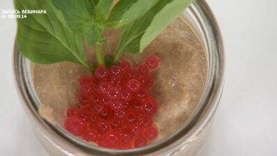 мусс из куриной печенки с икрой из морса