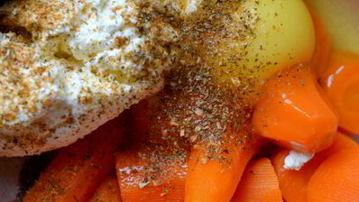 морковно-творожное суфле с молодой рукколой