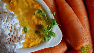 морковно-творожное суфле с молодой рукколой