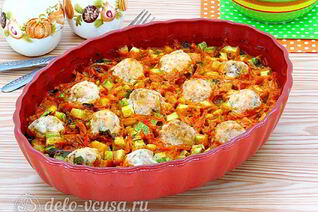 Фрикадельки в духовке с кабачками