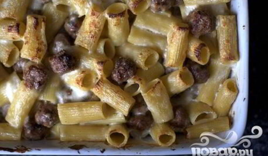 Рецепт запеченных ригатоней с фрикадельками