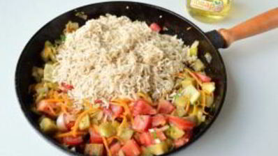 рис с баклажанами и сладким перцем