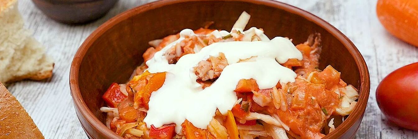 Ленивые голубцы с фаршем и рисом