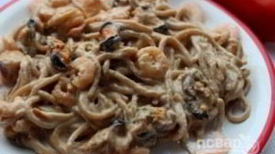 гречневая лапша с морепродуктами