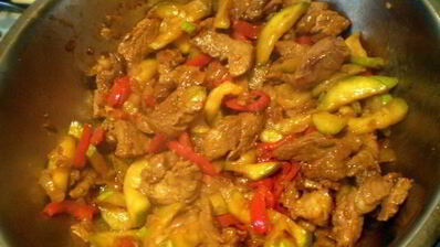 гречневая лапша с овощами и мясом