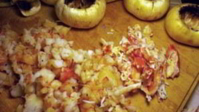 фаршированные шампиньоны с креветками