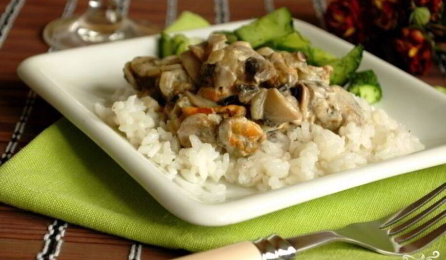 Рецепт мидий и шампиньоны в сливках