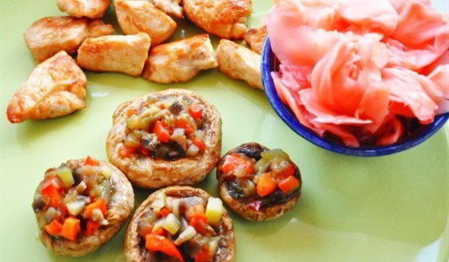 Рецепт шампиньонов, фаршированных овощами