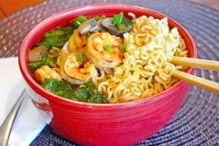 Лапша с креветками