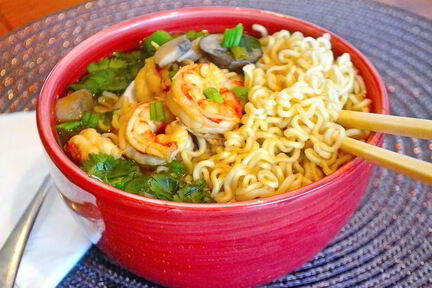 Лапша с креветками