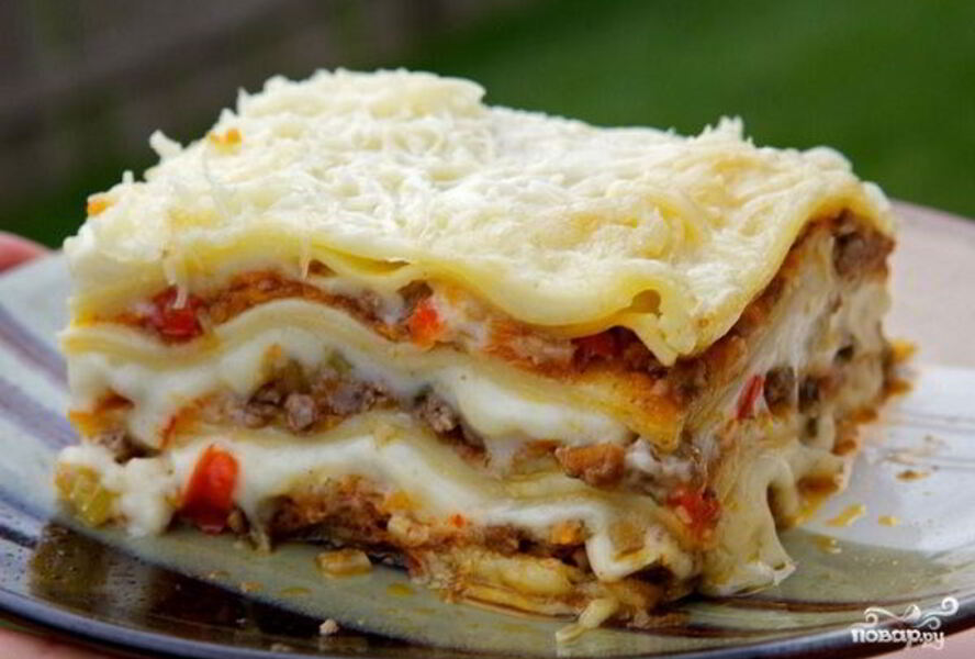 Лазанья с фаршем и овощами