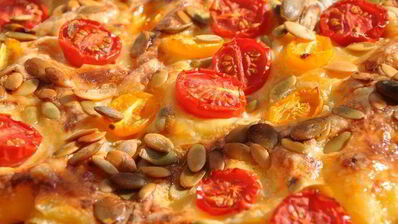 лазанья с кабачками и помидорами с сыром джюгас