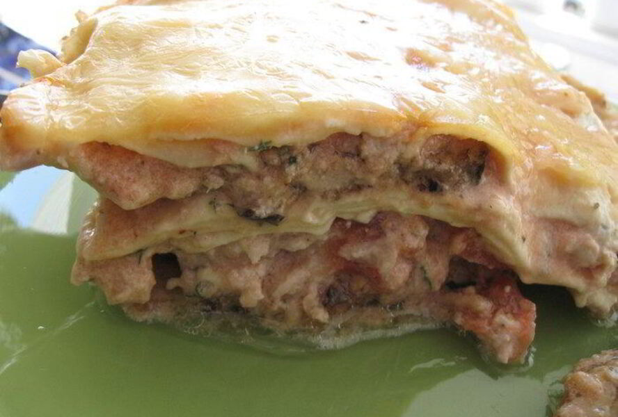 Лазанья с мясным фаршем и баклажанами