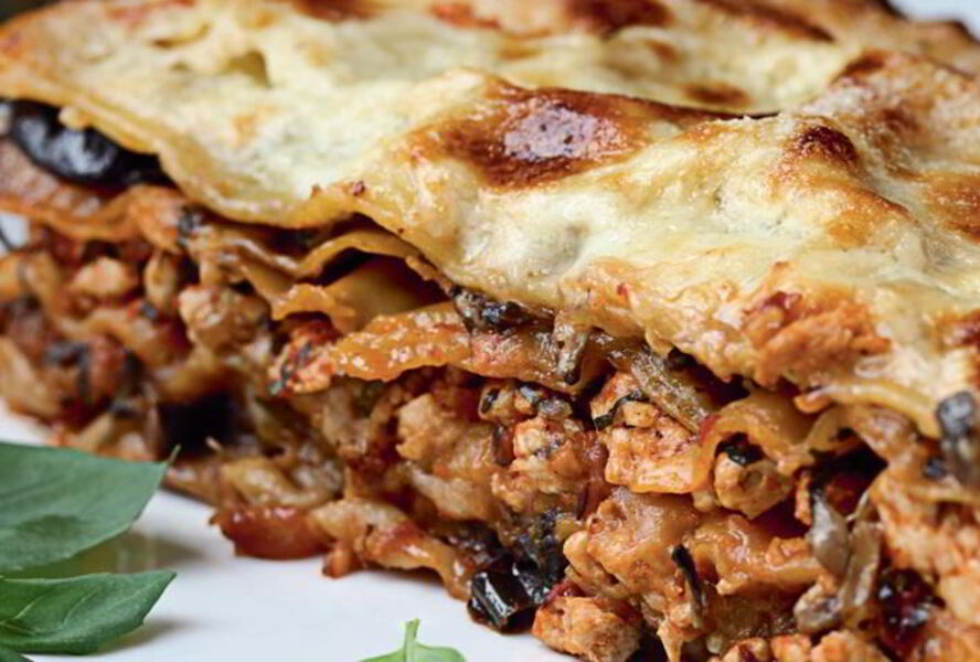 Лазанья с цесаркой, овощами и грибами