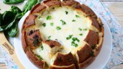 лазанья в цветущем хлебе