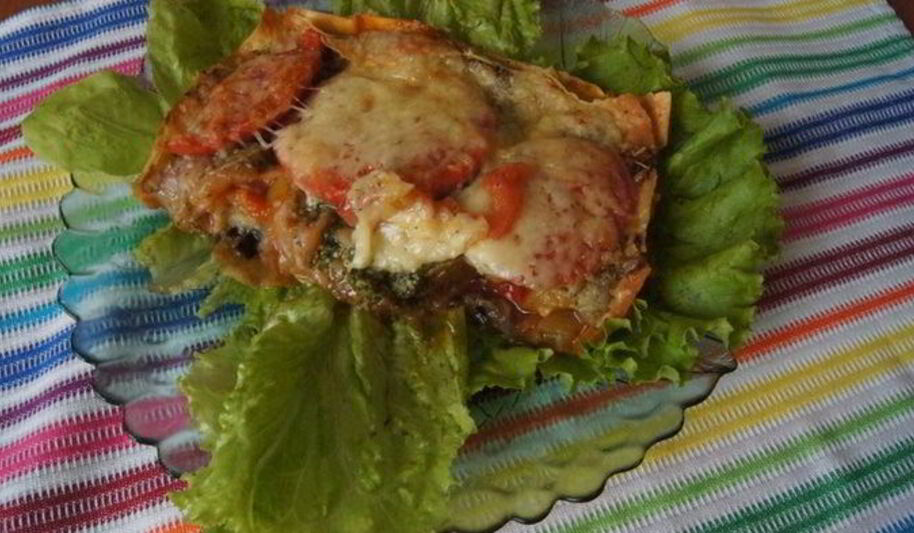 Рецепт овощной лазанья из лаваша с лечо и баклажаном
