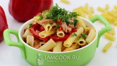 макароны с сыром и колбасой