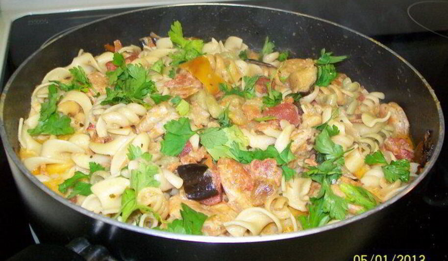 Рецепт пасты с креветками и овощами