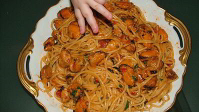 спагетти с мидиями