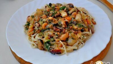 спагетти с морепродуктами