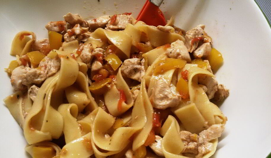 Рецепт спагетти с телятиной и овощами