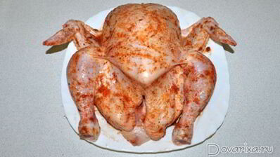 фаршированная гречкой запеченная курица