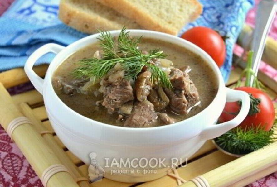 Говядина с грибами в мультиварке