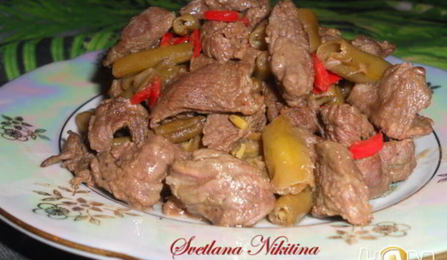 Рецепт говядины в соевой глазури с фасолью