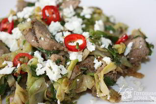 Мясо-гирос тушеное с капустой