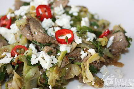 Мясо-гирос тушеное с капустой