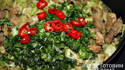 мясо-гирос тушеное с капустой