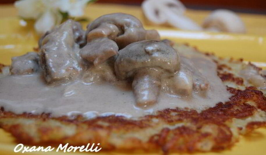 Рецепт мяса по-гоголевски с блинами-дерунами