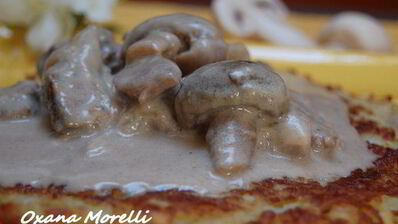 мясо по-гоголевски с блинами-дерунами