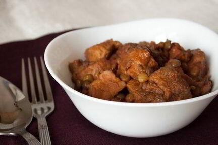 Мясо с чечевицей