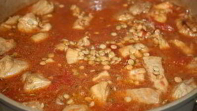 мясо с чечевицей