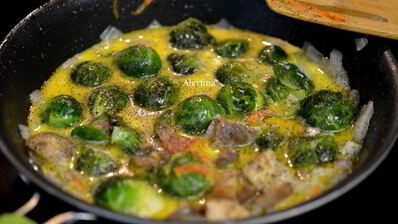 брюссельская капуста с грибами