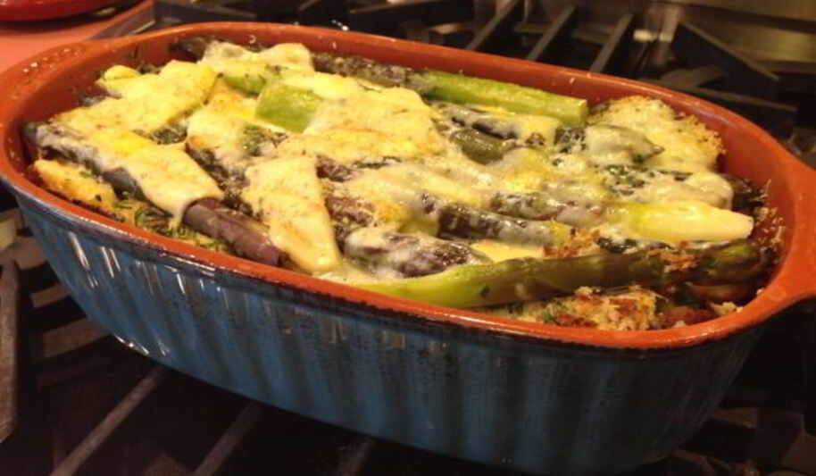 Рецепт гратен из спаржи с сыром