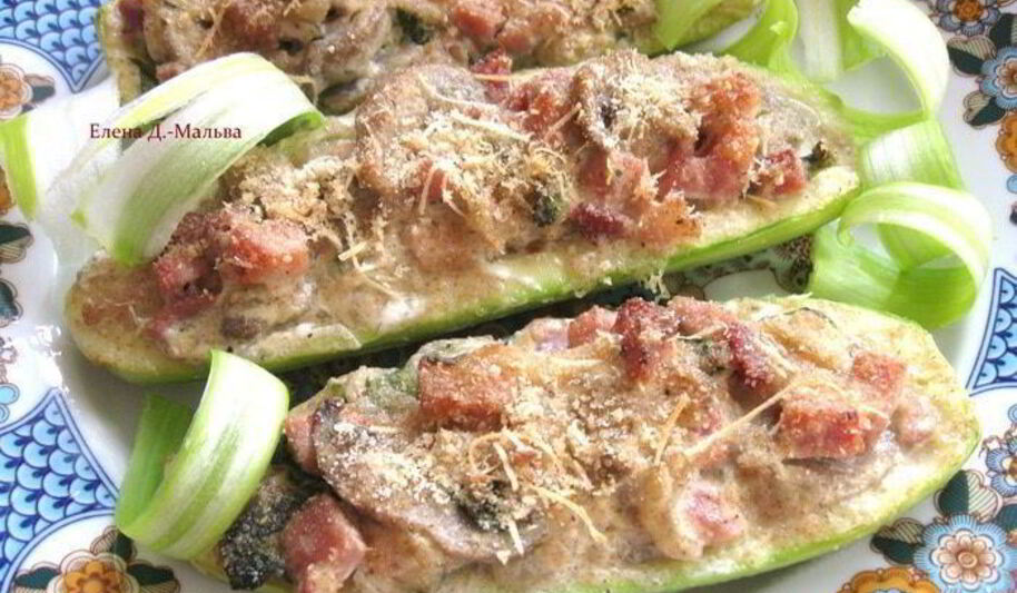 Рецепт кабачков, фаршированных грибами