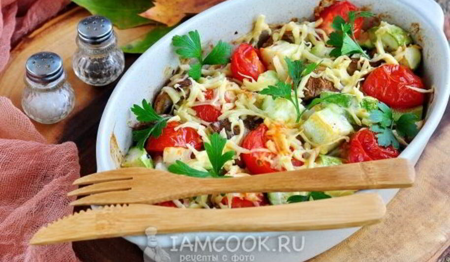 Рецепт кабачков с грибами, запеченные в духовке