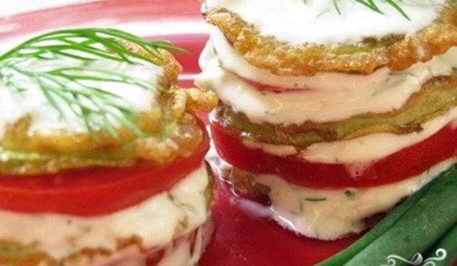 Рецепт кабачков в кляре с помидорами