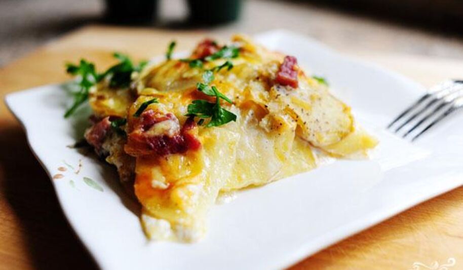 Рецепт запеченного картофеля с ветчиной