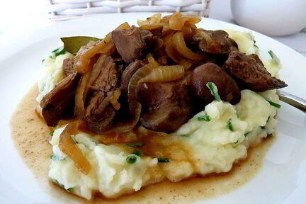 Куриная печенка в силане с пюре