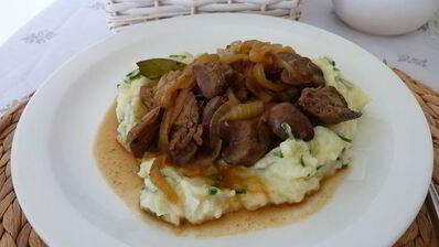 куриная печенка в силане с пюре