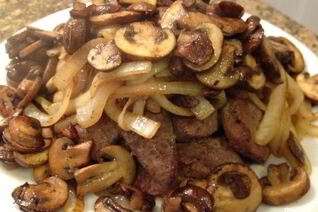 Печень с грибами