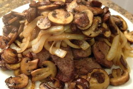 Печень с грибами