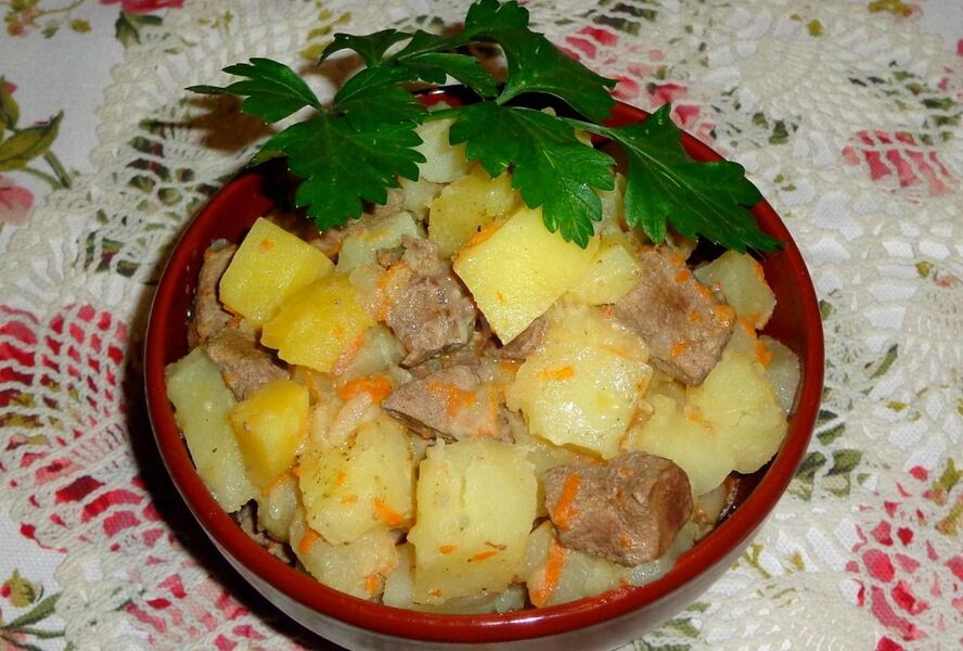 Печень с картошкой в мультиварке